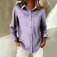 thumbnail image 5 of Xunmmm Button Down Shirts For Women Patchwork Pullover Plaid Printed Casual Long Sleeve Shirt Womens Blouses Purple XXL, 5 of 8