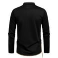 thumbnail image 5 of USNSM Men's Linen Cotton Retro Lace Up Shirt Long Sleeve Stand Up Collar Drawstring Top Casual Pullover Henley Shirt Black S, 5 of 6