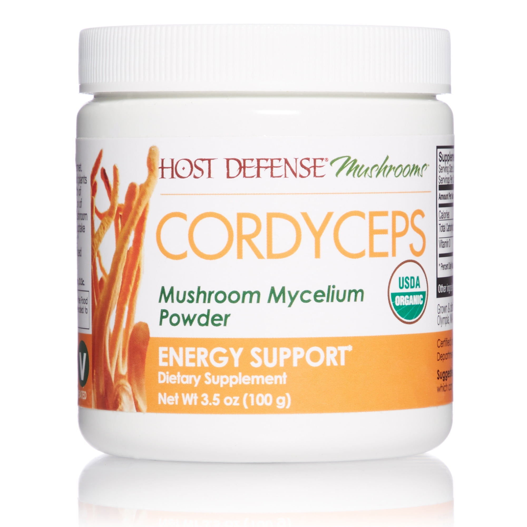 Host Defense, Cordyceps Mushroom Powder, Supports Energy, Stamina and Athletic Performance, Certified Organic Supplement, 3.5 oz (66 Servings)