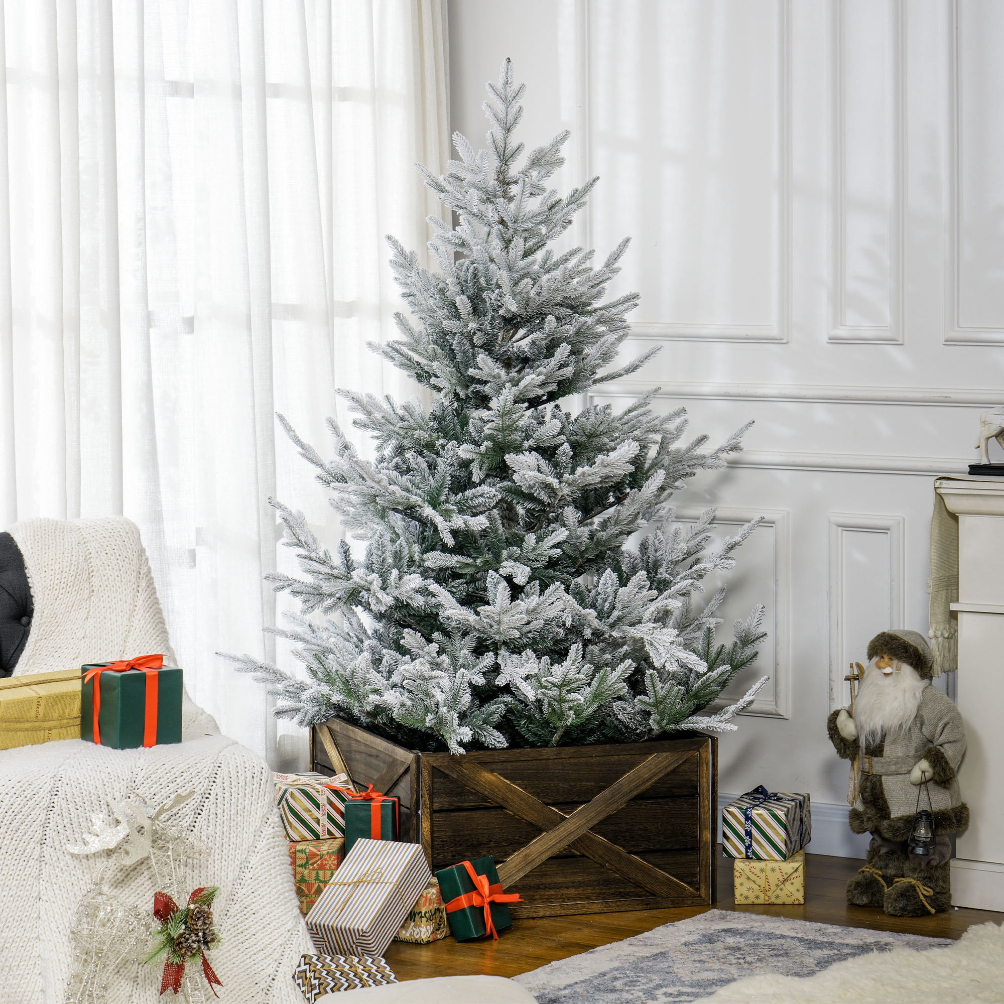HOMCOM 6 Foot Artificial Christmas Tree Holiday Xmas Tree with Pine Shape
