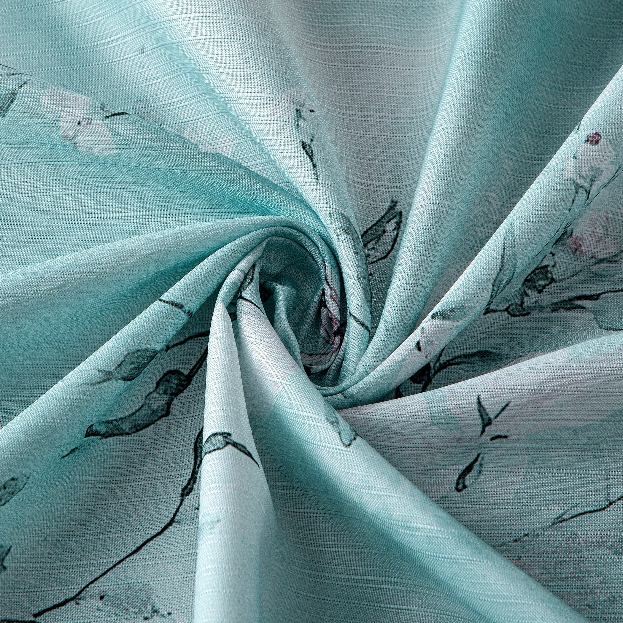 Dainty Home Teal Cascading Floral Fabric Shower Curtain with 12 Metal Rollerball Hooks – 3D Textured Design, Water-Repellent, Machine-Washable Bathroom Curtain, 70" x 72"
