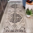 thumbnail image 2 of Superior Huck Oriental Medallion Vintage Indoor Runner Rug, Slate, 2'7" x 8', 2 of 4