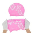 thumbnail image 5 of Unique Bargains 1 Pc Waterproof Square Flower Pattern Swim Cap Pink, 5 of 6