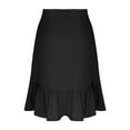 thumbnail image 5 of cocolona Womens Summer A Line Flowy Midi Skirts Elastic Waist Drawstring Ruffle Skirts Casual Loose Beach Vacation Skirts for Women Black XL, 5 of 7