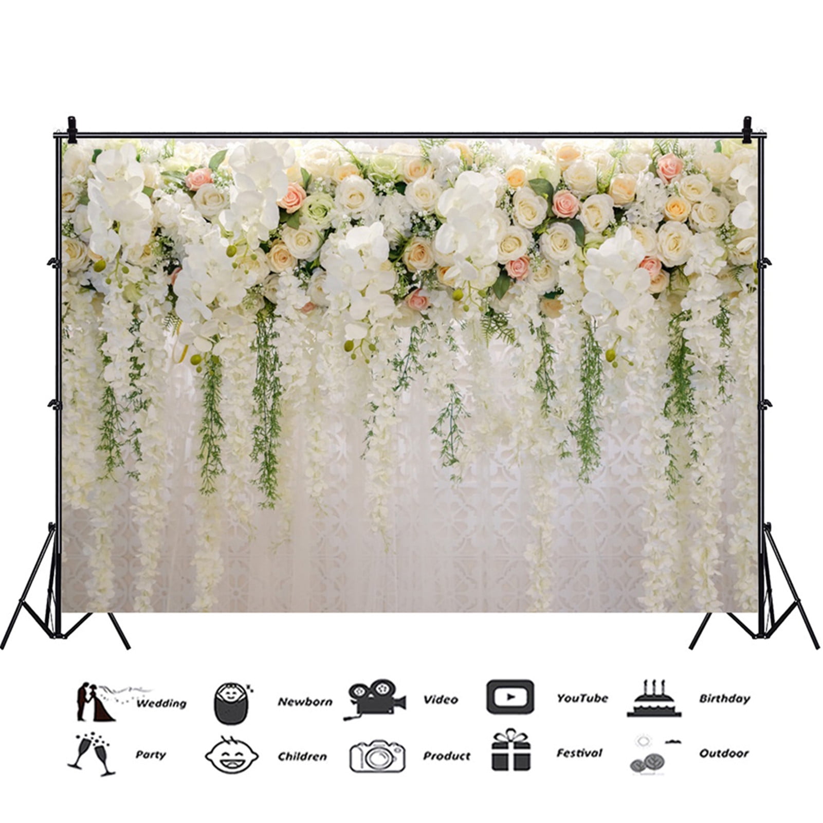 Kate 10×6.5ft Spring Photo Backdrop Interior Baby Shower Background Birthday Wedding Rose Flowers Photo Studio Props for Valentine's Day Photography 