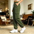 thumbnail image 6 of Lopecy-Sta Pants for Women Jogger Cargo Pants Elastic Drawstring Waist Multi Pockets Relaxed Fit Daily Wear Workout Trousers for All Seasons, 6 of 7