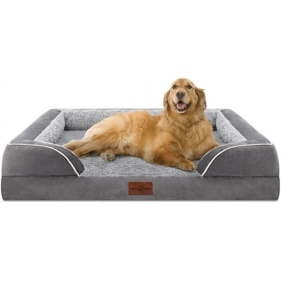 Waterproof Orthopedic Foam Dog Beds for Extra Large Dogs Durable Dog Sofa The Pet Bed Washable Removable Cover with Zipper and Non-Slip Bottom Bolster
