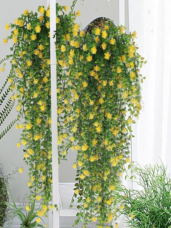 JilgTeok Back to School Artificial Fake Hanging Flowers Plants with Basket for Outdoor Decoration,Fake Silk Flower UV Resistant for Outside, Faux Rose Flower for Home Patio Garden Porch Decor(H:30in)