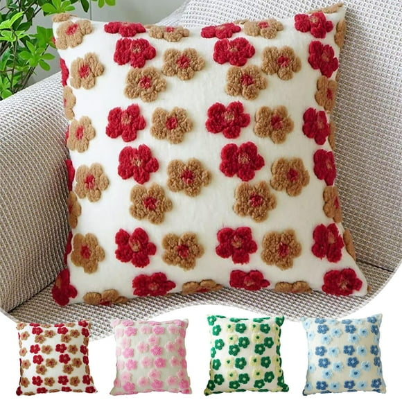 Bowayaoa Faux Lambswool Throw Pillow Cover Soft Fluffy Polyester Cushion Case for Couch Living Room Home Decor Plush Square Pillowcase