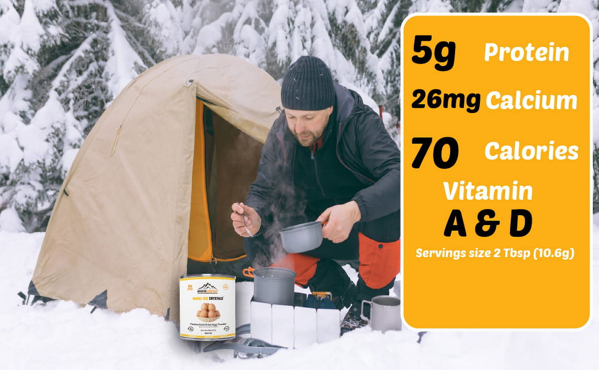 Mountain Essentials Dried Whole Egg Powder Crystals – 96 Servings, 5g Protein per Serving, Pasteurized Dehydrated Eggs, Long-Term Food Storage (7-Year Shelf Life), Emergency Survival & Camping Food