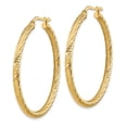 thumbnail image 2 of Primal Gold 10 Karat Yellow Gold 3x35 Diamond-cut Round Hoop Earrings, 2 of 4