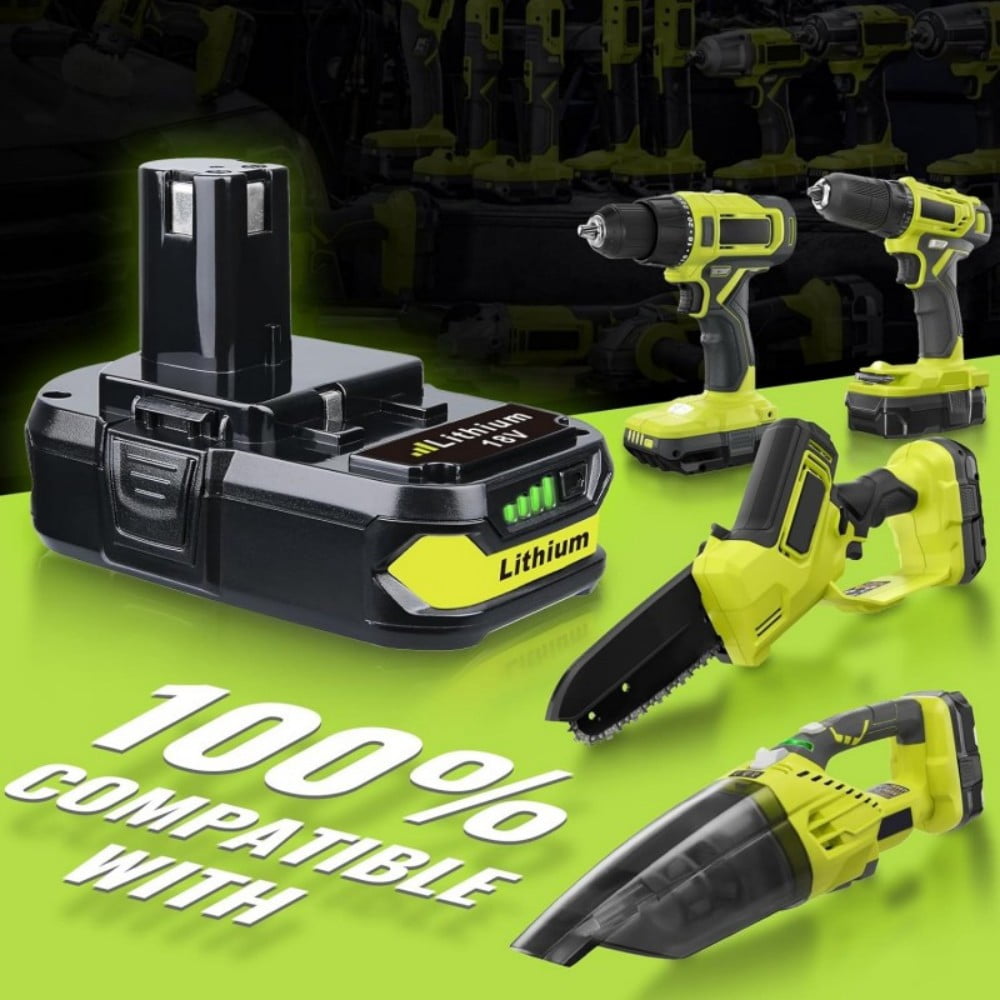 2Pack 3.6Ah P102 Battery Compatible with Ryobi 18V Lithium Battery ONE+ P103 P104 P105 P107 P108 P109 P190 P191 P122 Cordless Tool Battery