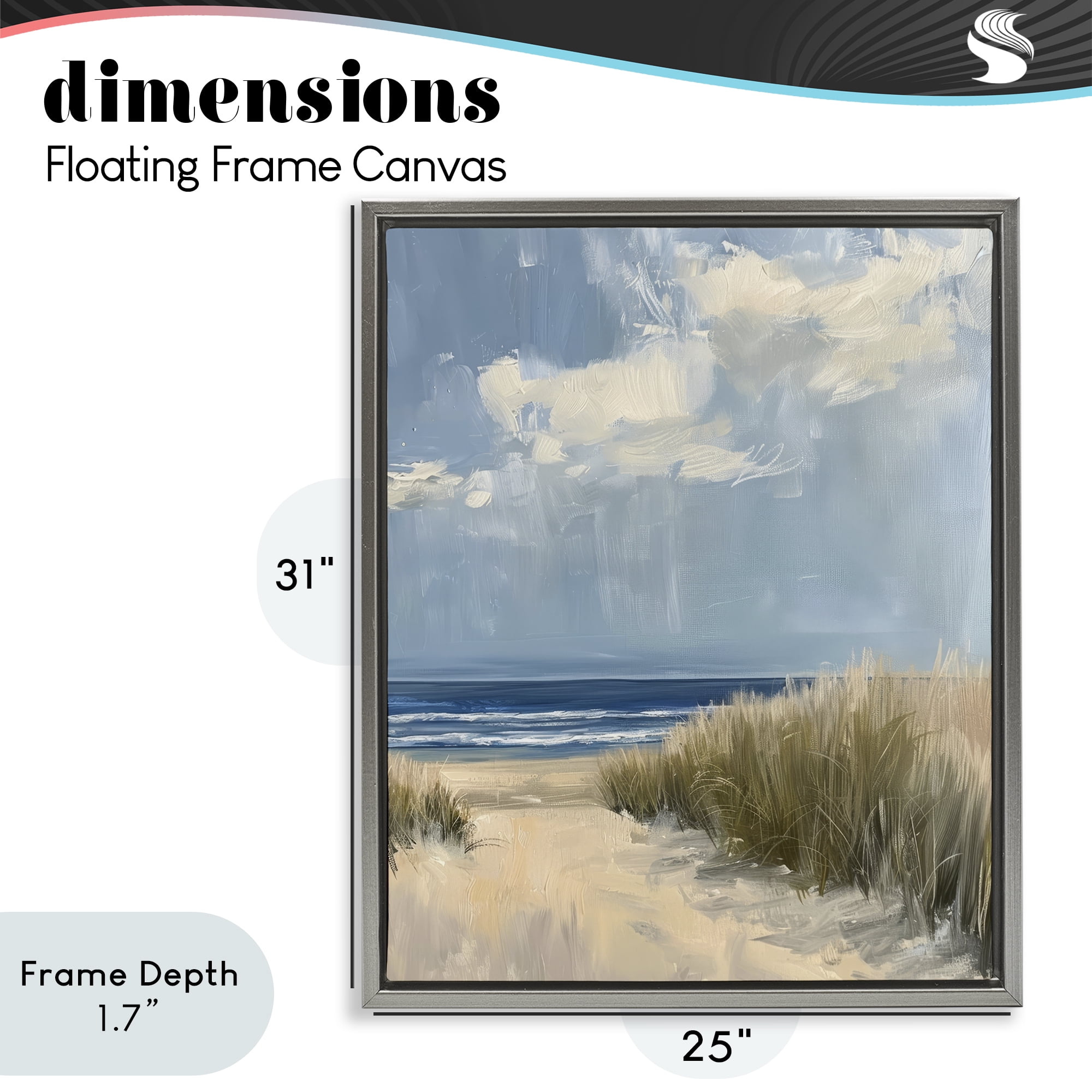 Stupell Industries In The Dunes By The Sea Gray Framed Floater Canvas Wall Art, design by Petal Prints Design