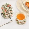 thumbnail image 2 of 6 Pcs Drink Coasters with Holder 3.94in Woven Coasters for Drinks Peach Fruit Pattern Coaster Set for Protection Table, 2 of 7