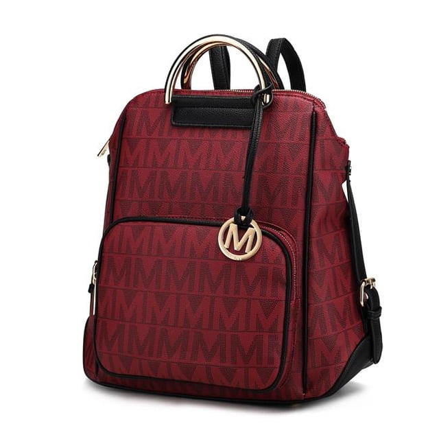 MKF Collection by Mia K. Cora Milan M Signature Trendy Backpack, Burgundy Braylee