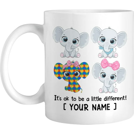

Personalized Coffee Mug Baby Cute Elephant Customized Name Elephant Its Ok To Be A Little Different Novelty Cup Gift For Children Kid On Birthday Holiday Ceramic Cup 11 Or 15 Oz
