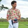 thumbnail image 6 of Xecao Rose Flowers for Mens' Casual Short Sleeve Button-Down Polo Shirts for a Classic Golf Look, 6 of 9