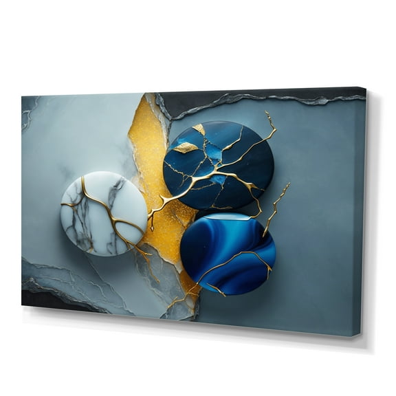 Designart Abstract Geode Blue IV Canvas Wall Art