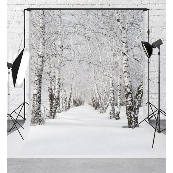 YUSDECOR White Backdrops Photo Winter Frozen Snow Background for Photography Forest Tree Backdrop for Wedding Shooting 5x7ft