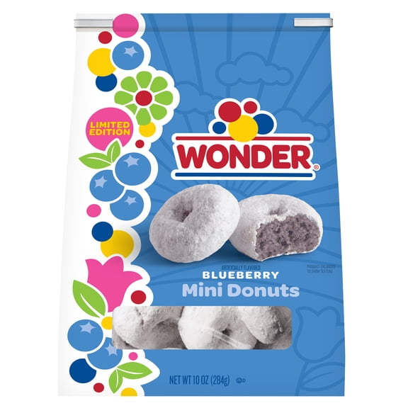 Wonder Blueberry Flavored Mini Donuts, Shareable Donuts, 10 oz Bag