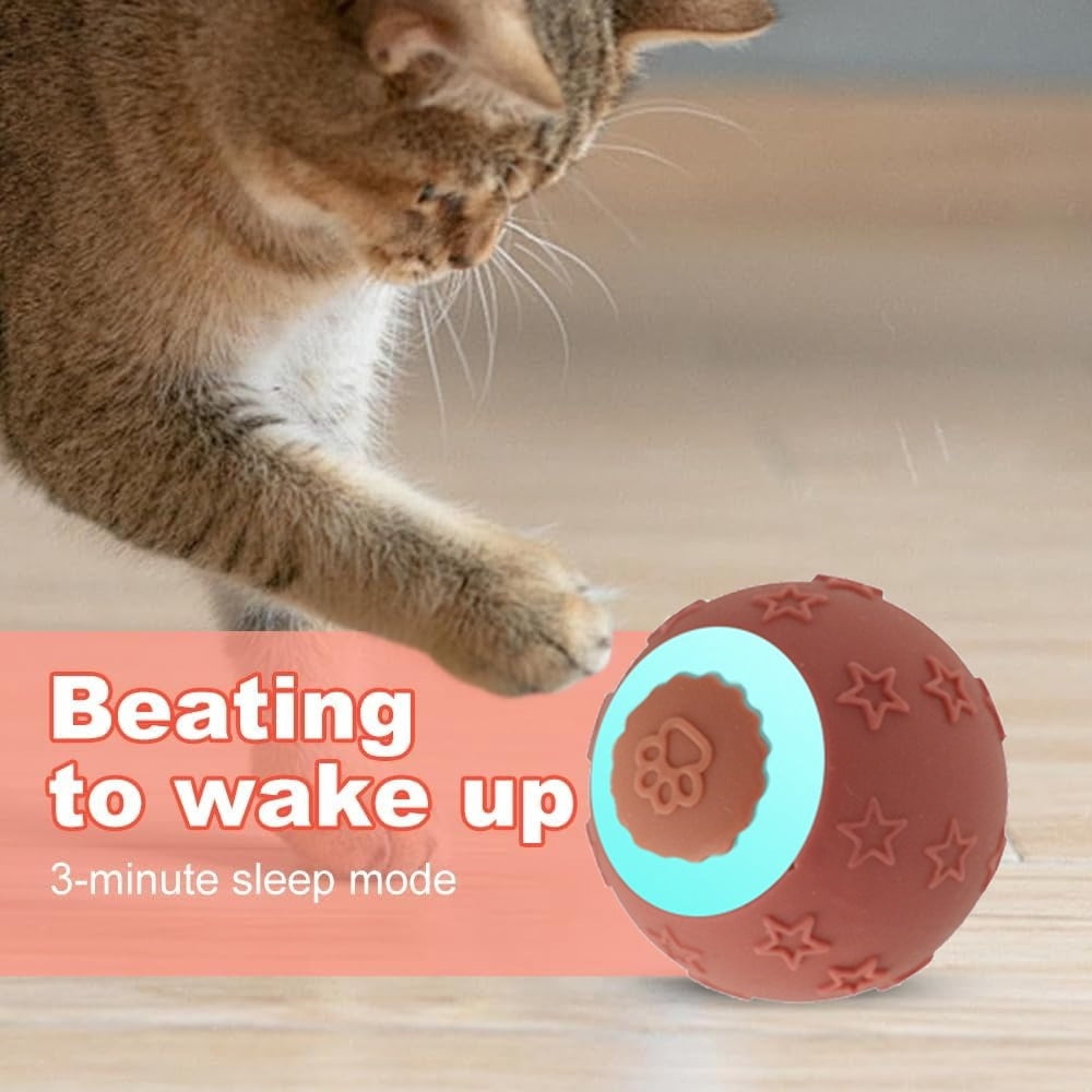 2 interactive cat toy balls (red and blue), durable fully automatic 360 ° rolling pet ball, equipped with USB charging LED lights, suitable for cat and dog entertainment