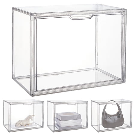 Clear Display Case Acrylic Box Whole Scene Riser Display Stands with Door Plastic Countertop Figure Stand Shelves 14x8.7x10.6inch