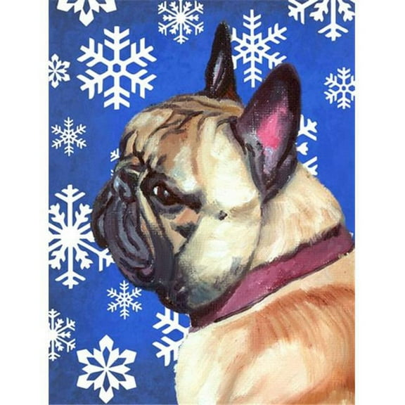French Bulldog Frenchie Winter Snowflakes Holiday Flag Garden Size