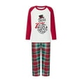 thumbnail image 2 of Elippeo Christmas Family Pajamas Matching Set Snowman Print Raglan Sleeve Tops and Elastic Plaid Pants Loungewear Soft Sleepwear, 2 of 10