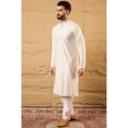 thumbnail image 4 of DWEEP SARA Viscose Rayon Solid Embroidered Straight Ethnic Off White Men Kurta, S, 4 of 10