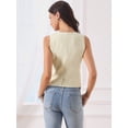 thumbnail image 3 of DARING DIVA Women's Tweed V Neck Sleeveless Button Down Waistcoat XS Beige, 3 of 6