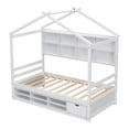 thumbnail image 5 of Twin Floor Bed with Bedside-Shelves, Twin Size Bed Pine Wood Floor Platform Frame with Under Bed Storage Unit, Twin size bed frame with Slats Support, White, 5 of 6