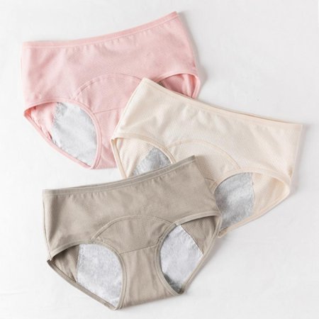 Women Panties Female Brief Menstrual Period Leak-Proof Briefs Full Coverage Panties Mid-Rise Stretch UnderPants Pregnant Maternity Nursing Panties 3pcs