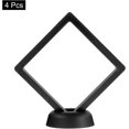 thumbnail image 3 of Black 3.54 x 3.54 Inch4 Pcs 3D Floating Display Case, 4.33 x 4.33 Inch Floating Frame Display Holder Stand, Transparent PE Jewelry Storage Box, White, 3 of 6