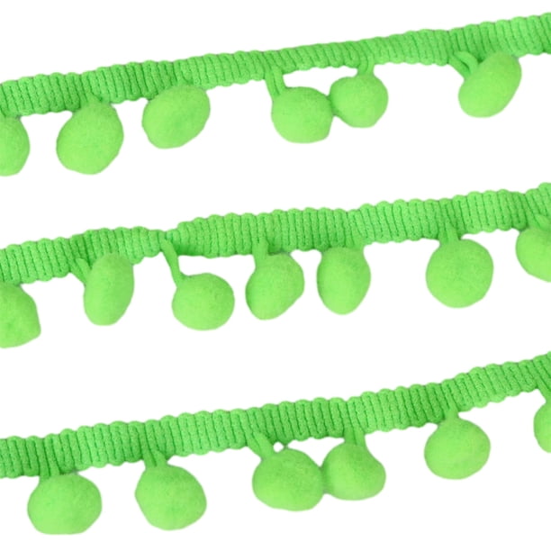 Billuyoard Adorno práctico y moderno para todas las necesidades de bricolaje Cinta con flecos de bola con adorno de pompones de 5 yardas fácil Decoración del hogar verde fluorescente