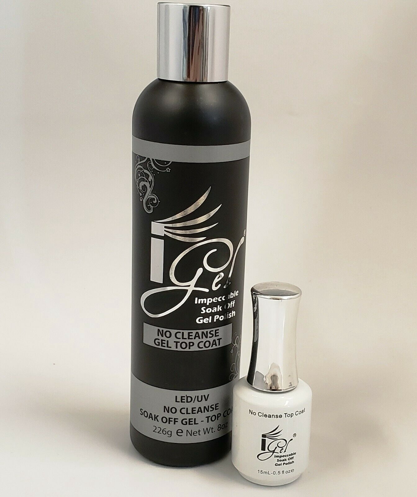 Bundle Igel Impeccable Soak off Gel - NO CLEANSE GEL TOP COAT (8oz + 0.5oz)