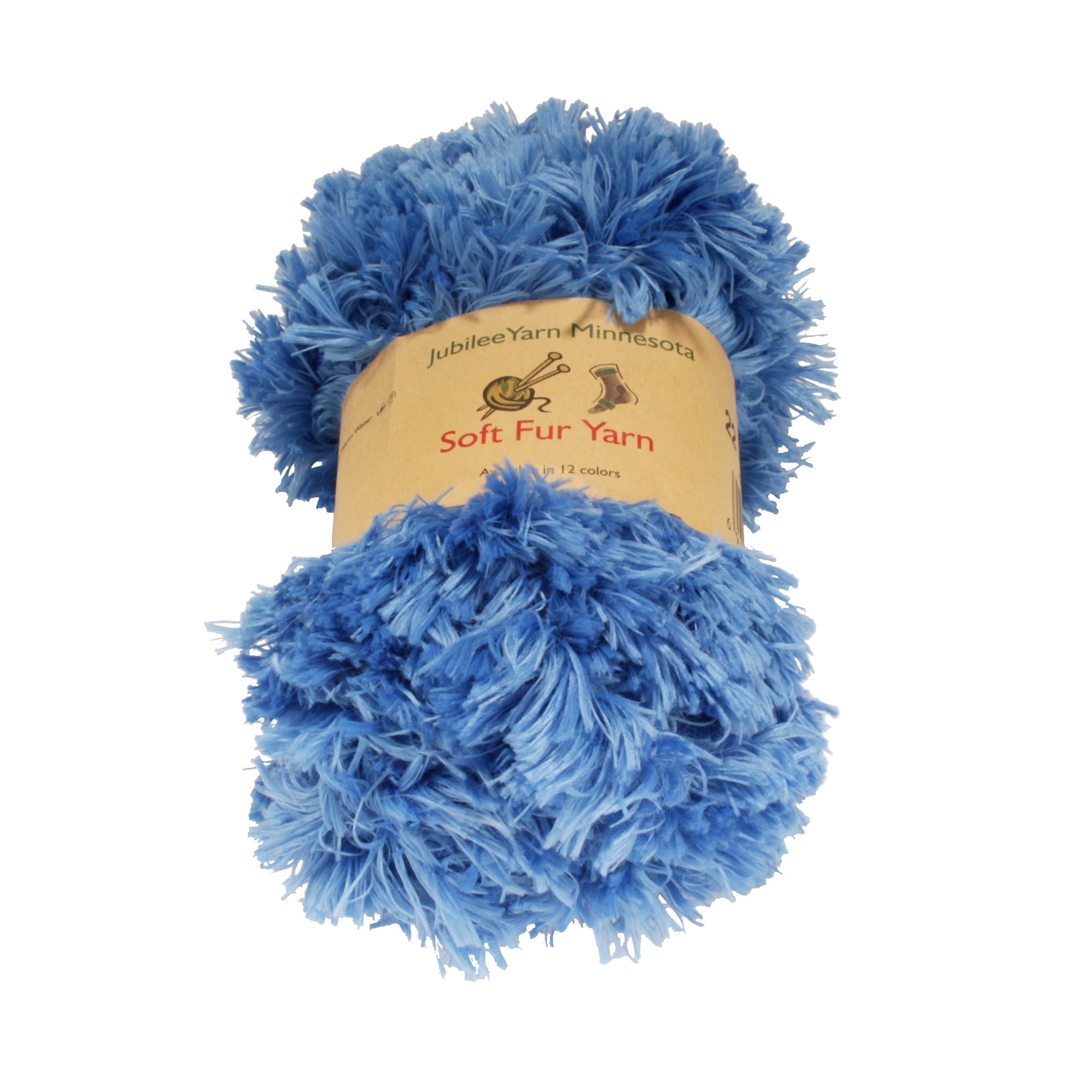 JubileeYarn Chunky Fluffy Soft Fur Eyelash Yarn - 100% Polyester - Sapphire  - 2 Skeins 