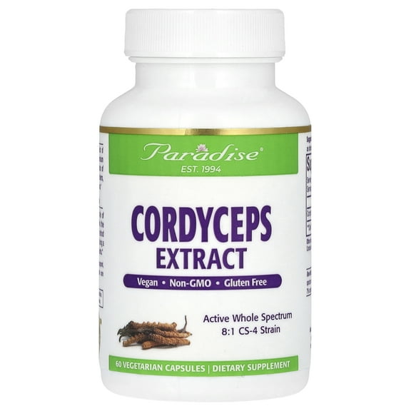 Paradise Herbs Cordyceps Extract, 60 Vegetarian Capsules (400 mg per Capsule)