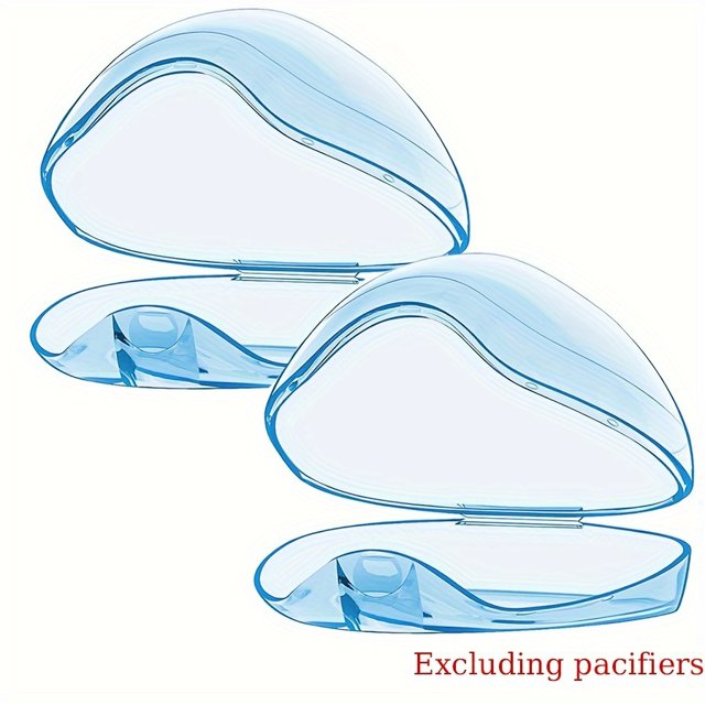 HLONK 2pcs Translucent Soothing Item Holder Cases with Clip - Durable Plastic Binky Storage Box Oval Shape with Flip Lid Light Pink & Blue Keeps Soothing Items Clean & Accessible Soot