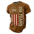 thumbnail image 2 of ZHOGXU Men T Shirt Short Sleeve Round Neck 250 Years Print Comfortable Breathable Tee Top For Independence Day Celebration,Brown,L, 2 of 3