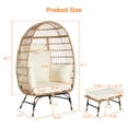 thumbnail image 4 of UHOMEPRO Oversized Wicker Egg Chair with Ottoman, Outdoor Patio Lounge Chair with Thick Cushions, Outdoor Indoor Large Rattan Egg Chair for Bedroom Patio Balcony Front Porch Garden, Beige, 4 of 7