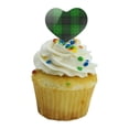 thumbnail image 5 of Plaid Green Gray Grey Pattern Heart Love Cupcake Picks Toppers Decoration Set of 6, 5 of 6