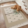 thumbnail image 4 of Area Rug with Tassels 4' x 6', Summer Beach Coconut Tree Tropical Plant Kitchen Runner Rug for Hallway Bedroom Throw Rugs, Brown Back Soft Door Mat for Bathroom Entrance Living Room, 4 of 9