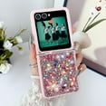 thumbnail image 3 of For Samsung Galaxy Z Flip 6 Case, Galaxy Z Flip 6 Cover 6.7",  Flash diamond 3D Full Body Gemstone stone butterfly With a bracelet for Women Girls Crystal Anti-Shock Phone Case,Pink, 3 of 5