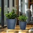 thumbnail image 3 of Modern Round Planters Set - Blue Tapered Outdoor Decor - 11 Inch Planter - 2 Piece Polypropylene Planter Set, 3 of 6