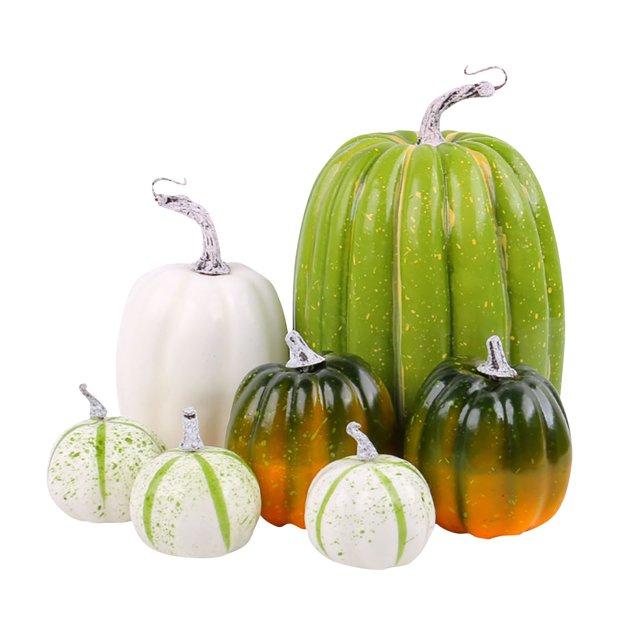 Calabazas artificiales variadas Hojas de arce artificiales falsas para Halloween 7 piezas