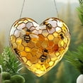 thumbnail image 6 of 8 Inch Bee Heart Shaped 2D Acrylic Window Hanging Decor Bumble Honeycomb Acrylic Suncatcher Window Panel Art Crafts Door Sign Ornaments for Spring Summer First Bee Day Decorations, 6 of 7