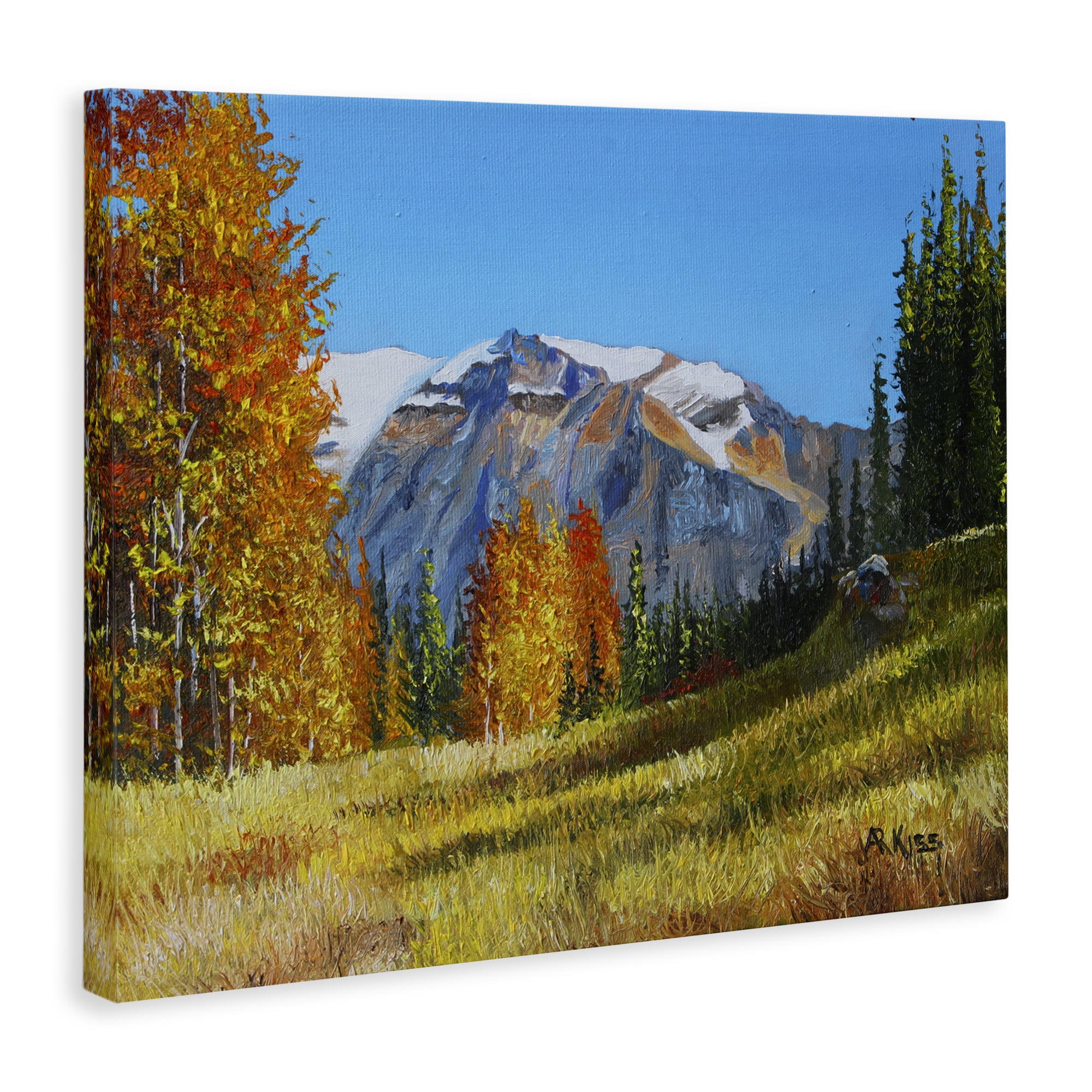 Stupell Industries Autumnal Mountain Valley Landscape & Nature Painting Wrapped Canvas Art Print Wall Art, 30 x 24