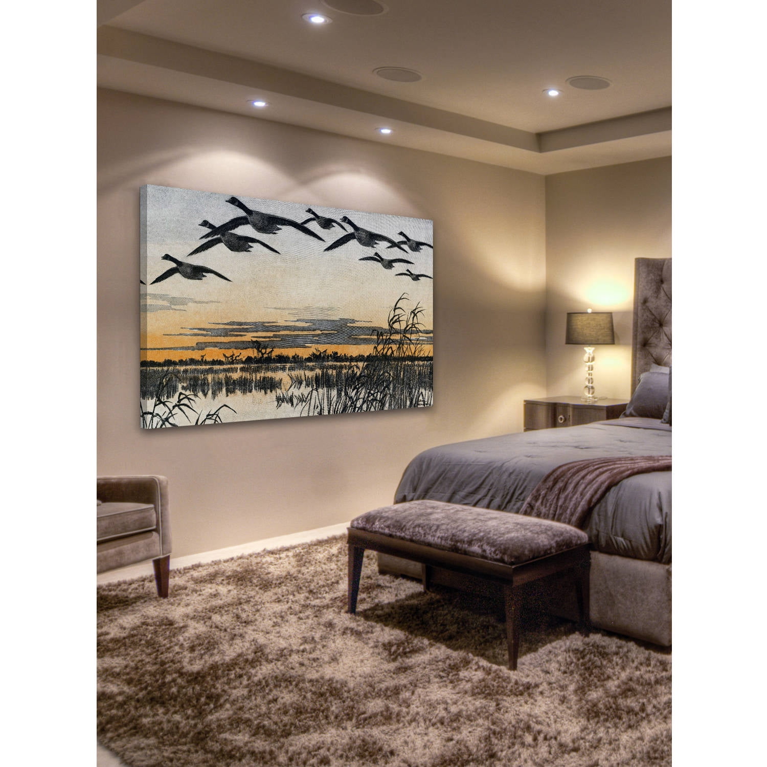 "Geese in Flight" Painting Print on Wrapped Canvas