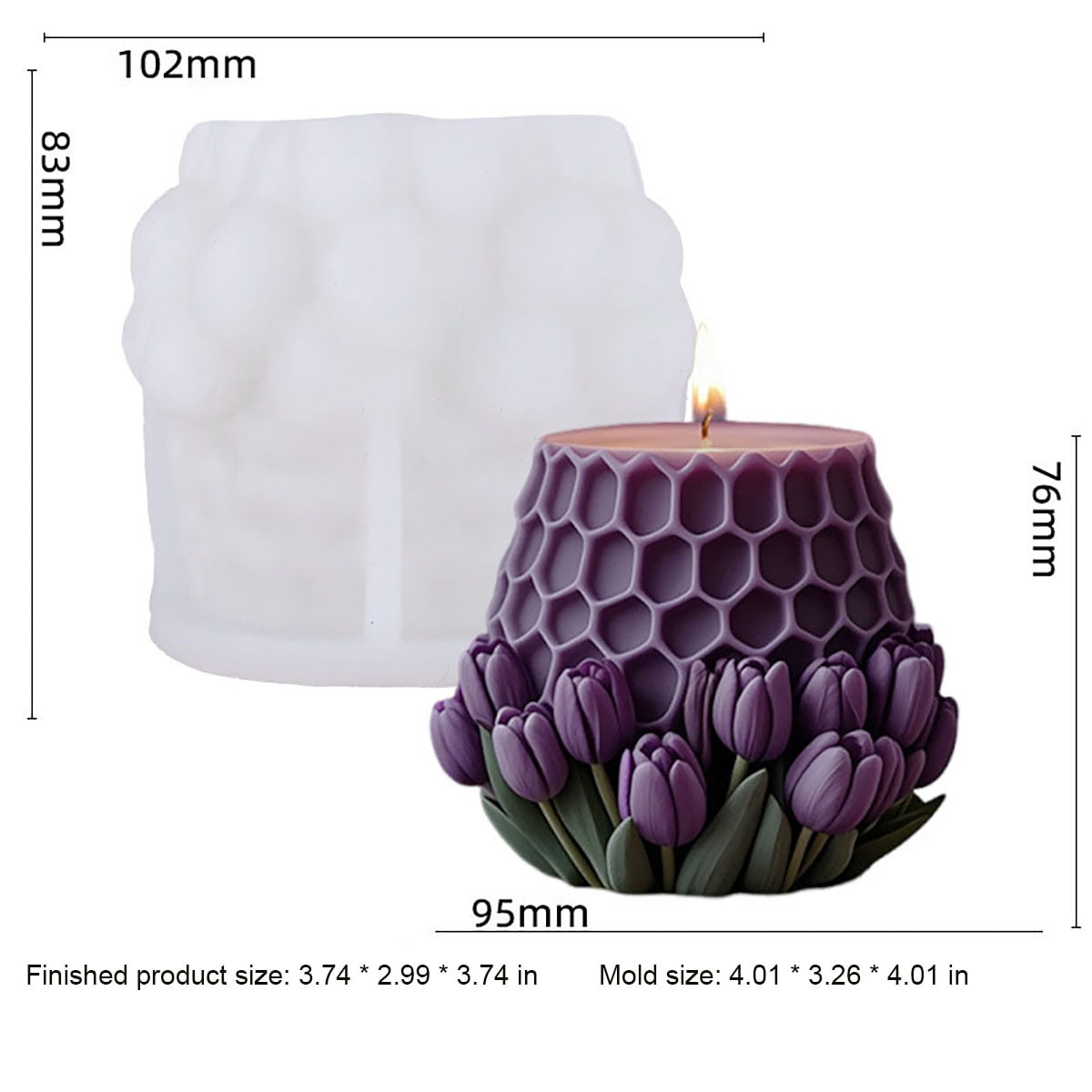JDH 2PCS Geometric Tulip Cylinder Molds Silicone Wave Spiral Candle Mold - Silicone Resin Casting Molds for Candle & Resin & Soap Craft Supplies