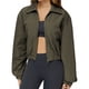 thumbnail image 1 of Chaqueta Corta Holgada para Mujer, con Cremallera, Cortavientos, Cálida, Ideal para Deportes Al Aire Libre y Correr Verde Oscuro L, 1 of 7